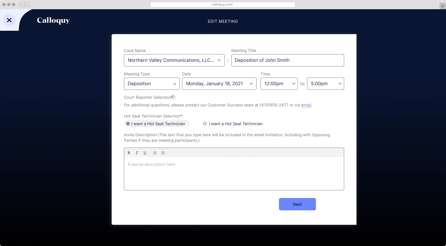 Hot Seat Technician request form